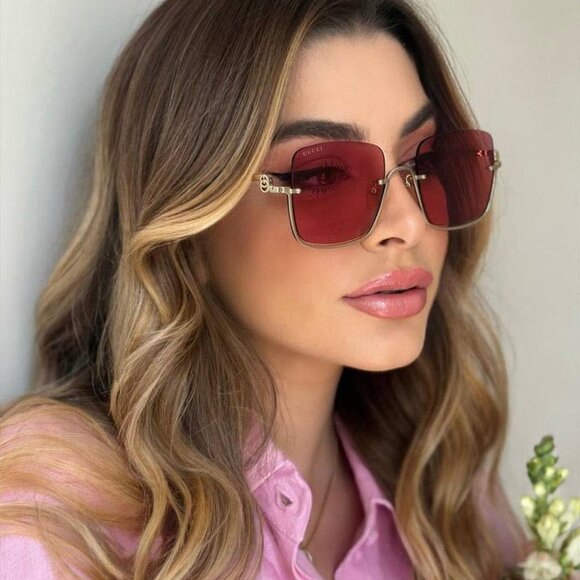 Gucci GG1279S 003 Square Sunglasses - Gold\Cyclamen - Picture 3 of 13